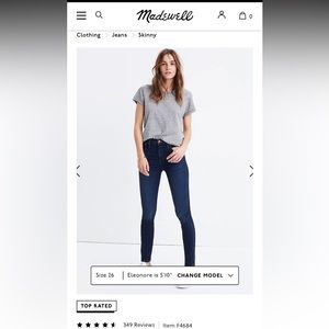 MADEWELL women’s 10” high rise slim fit blue denim jeans SIZE 28